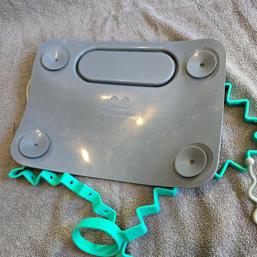 Busy Baby Silicone Placemat Toy Tether Set Kids One Size Gray Teal Suction Mat - Picture 5 of 5